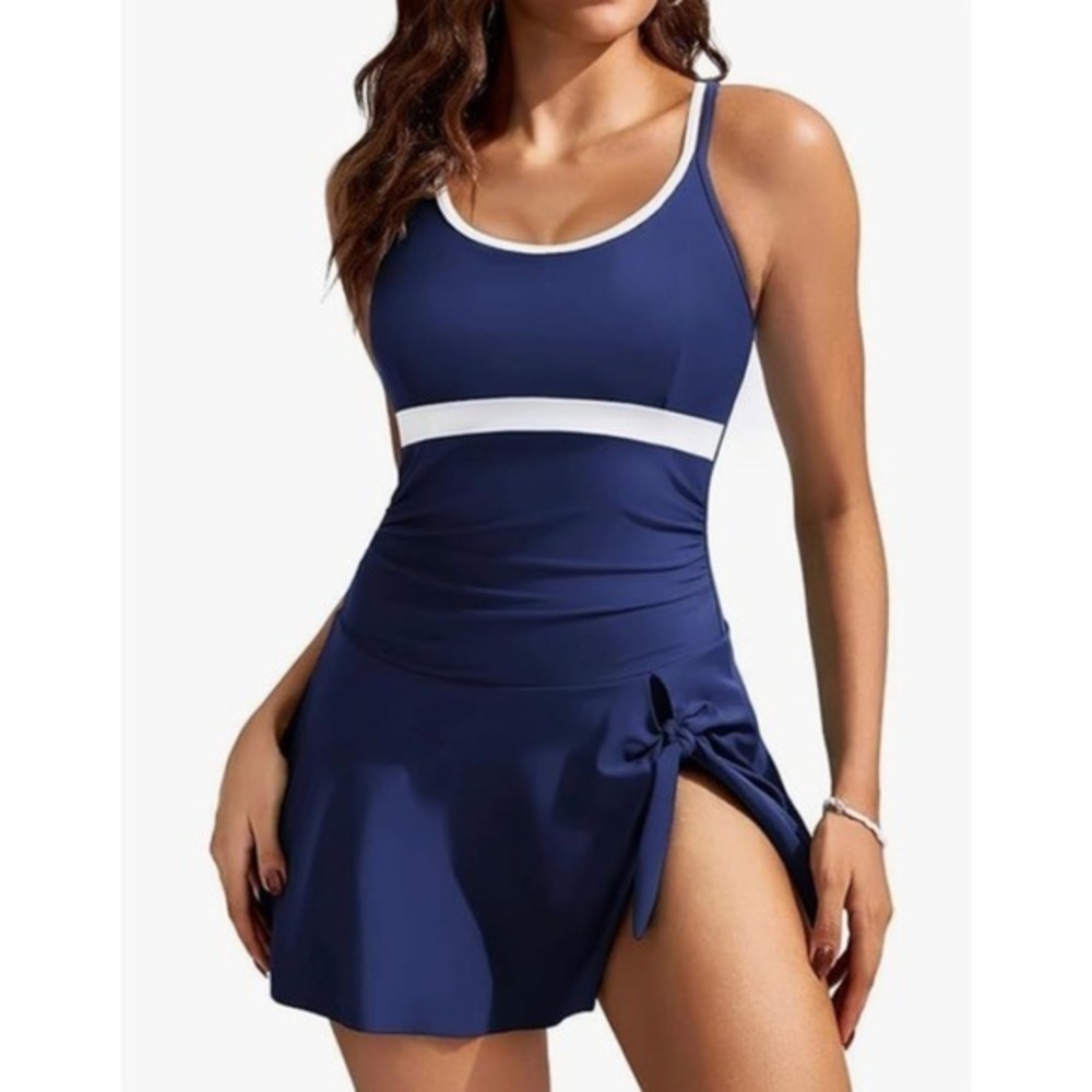NEW‎ Kate Kasin Swim Dress Tummy Control Skirted One Piece Swimsuit 2XL